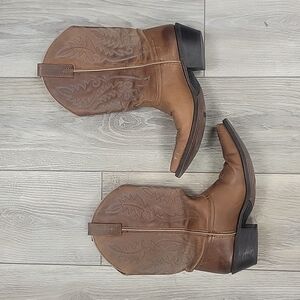 Laredo Brown with Blue Embroidery Tremaine 11" Leather Cowboy Boots 7 1/2